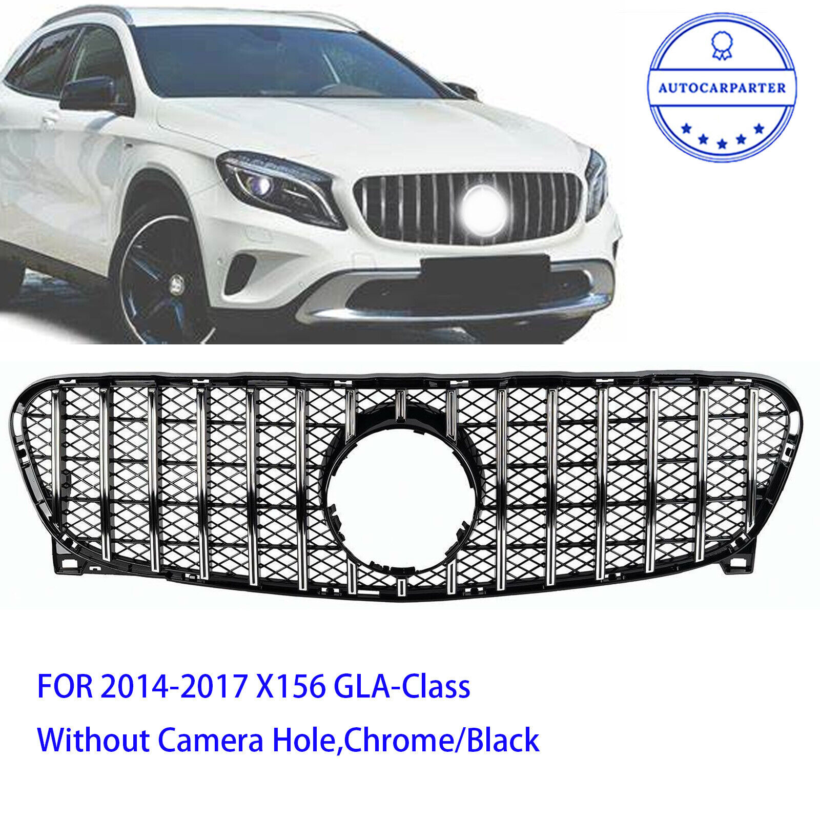 Chrome Grill GTR Grille For Mercedes Benz X156 GLA Class 180 200 250 2014-2016