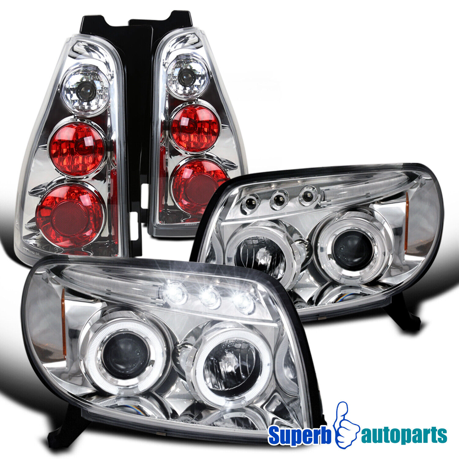 Fits 2003-2005 Toyota 4Runner LED Halo Projector Headlights+Tail Light