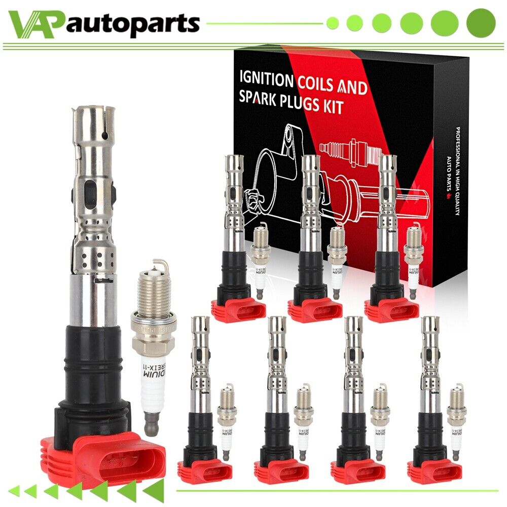 8 For 4.2L V8 Audi A6 A8 Allroad Quattro S4 Ignition Coil & Spark Plug