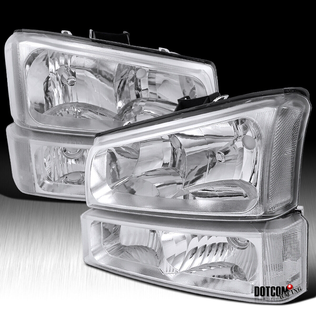 Fit 2003-2006 Chevy Silverado Crystal Clear Headlights Bumper Lamps Left+Right