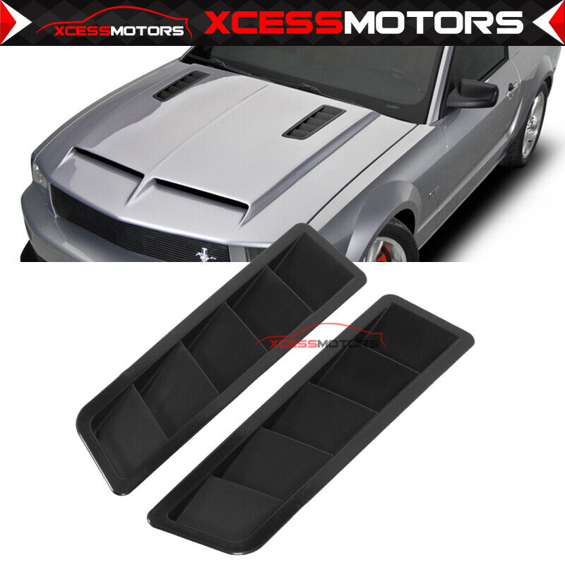 Fits 17X5 Inch Universal Hood Vent Louver Air Cooling Panel Trim Set Black ABS