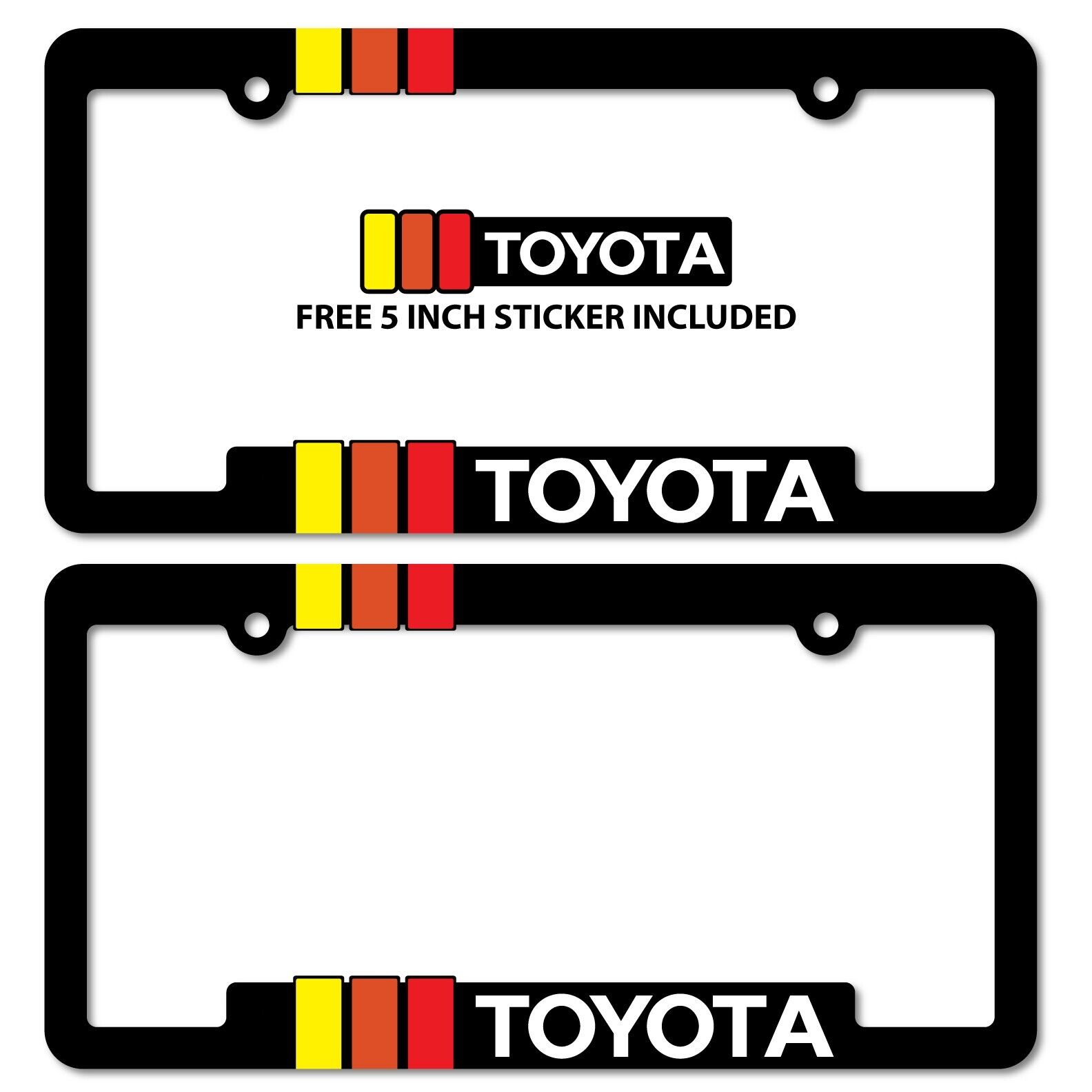 2 Toyota Heritage Striped License Plate Frame Fits Tacoma Tundra 4Runner FJ Crus