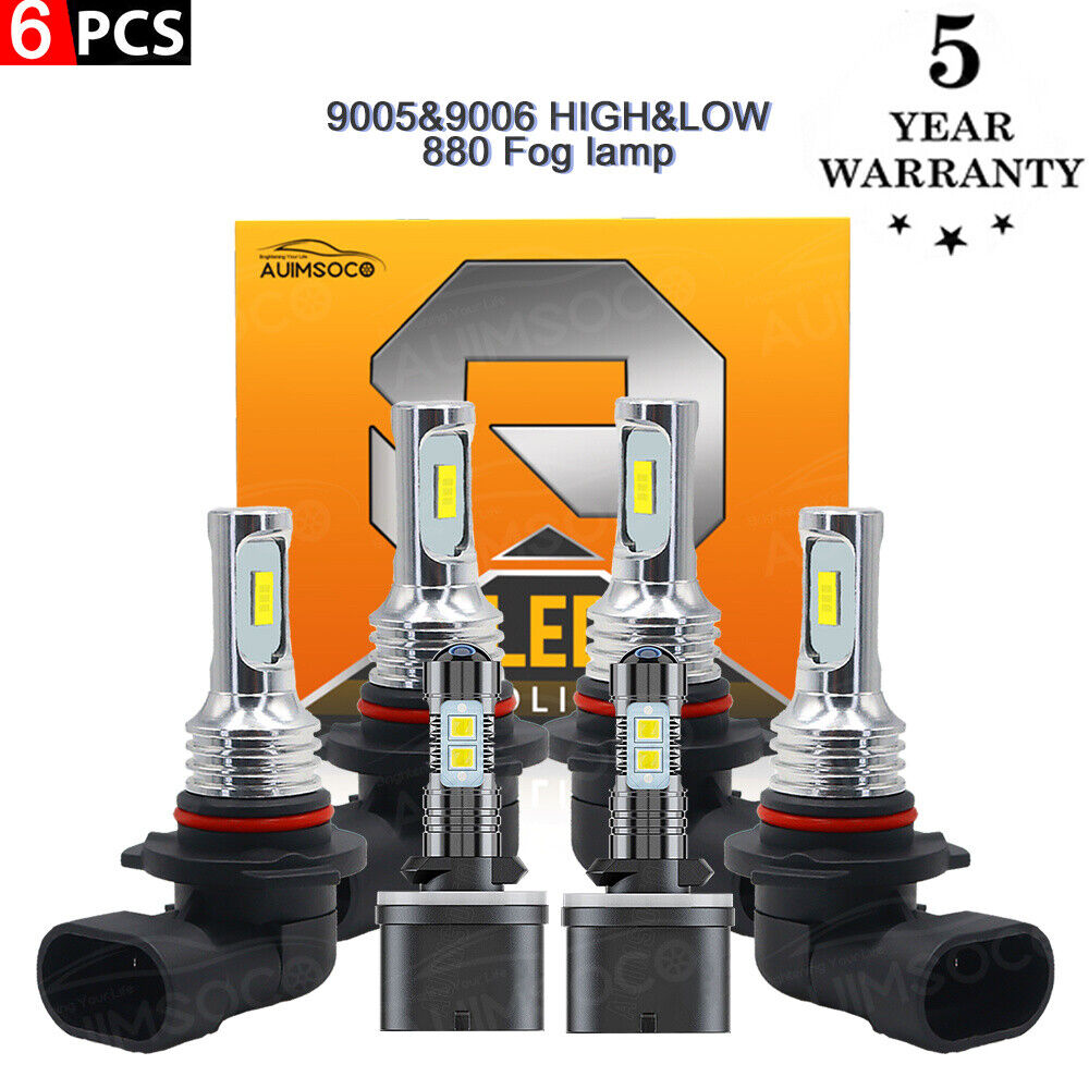 For Chevy Malibu 1997-2002 2003 LED Headlight High Low Fog Light Bulbs Combo Kit