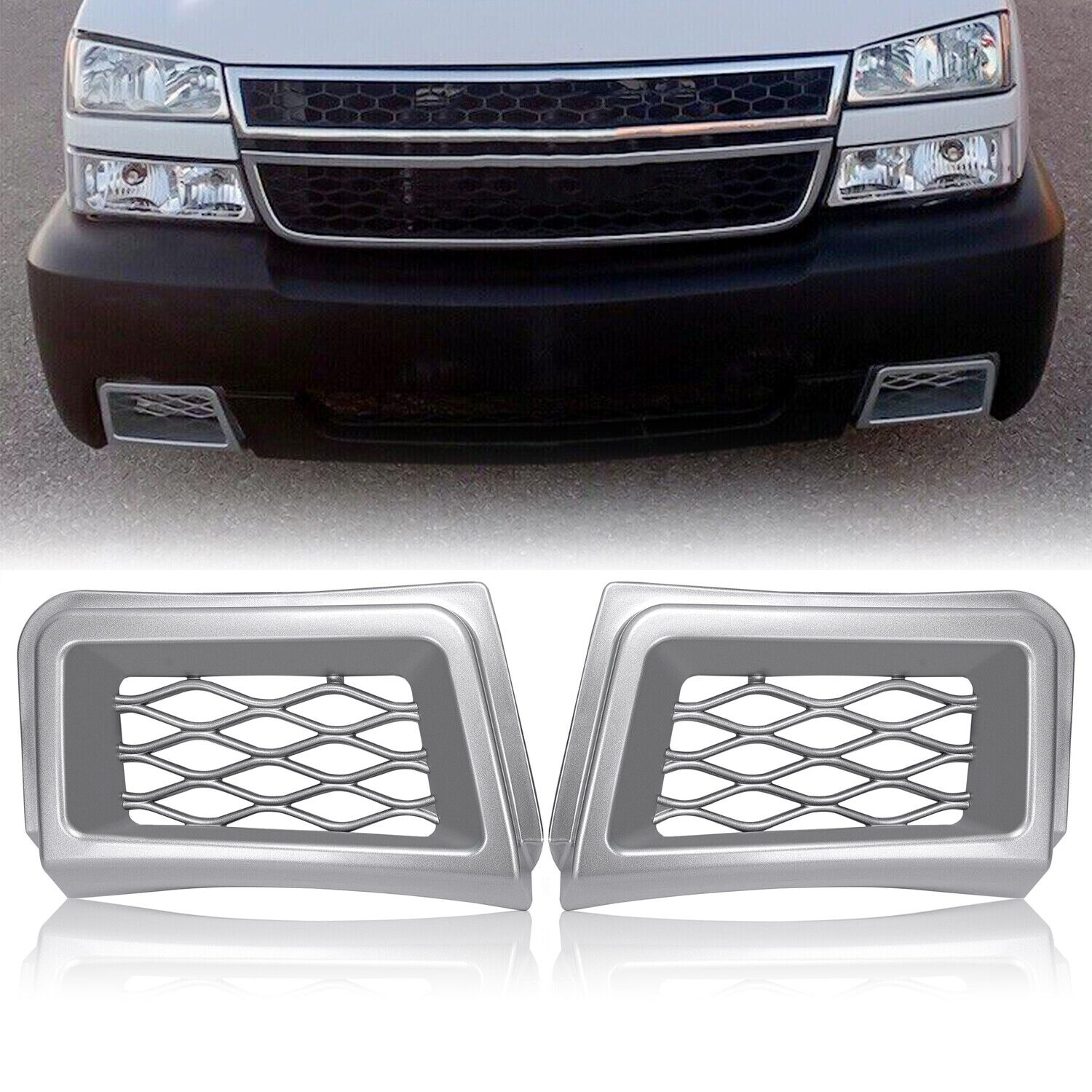 For 03-07 Chevy Silverado SS-Style Bumper Caliper Air Duct Grille Grill Cover