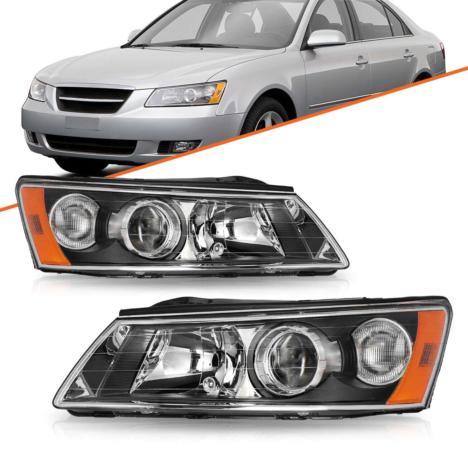 Headlight Assembly for 2006 2007 2008 Hyundai Sonata Left+Right side Headlamp OE