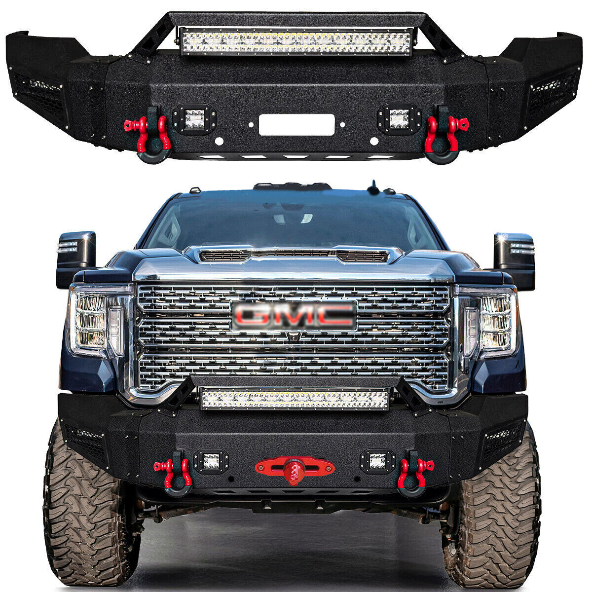 For 2020-2023 GMC Sierra 2500/3500 Front or Rear Bumper with Winch Plate & Light