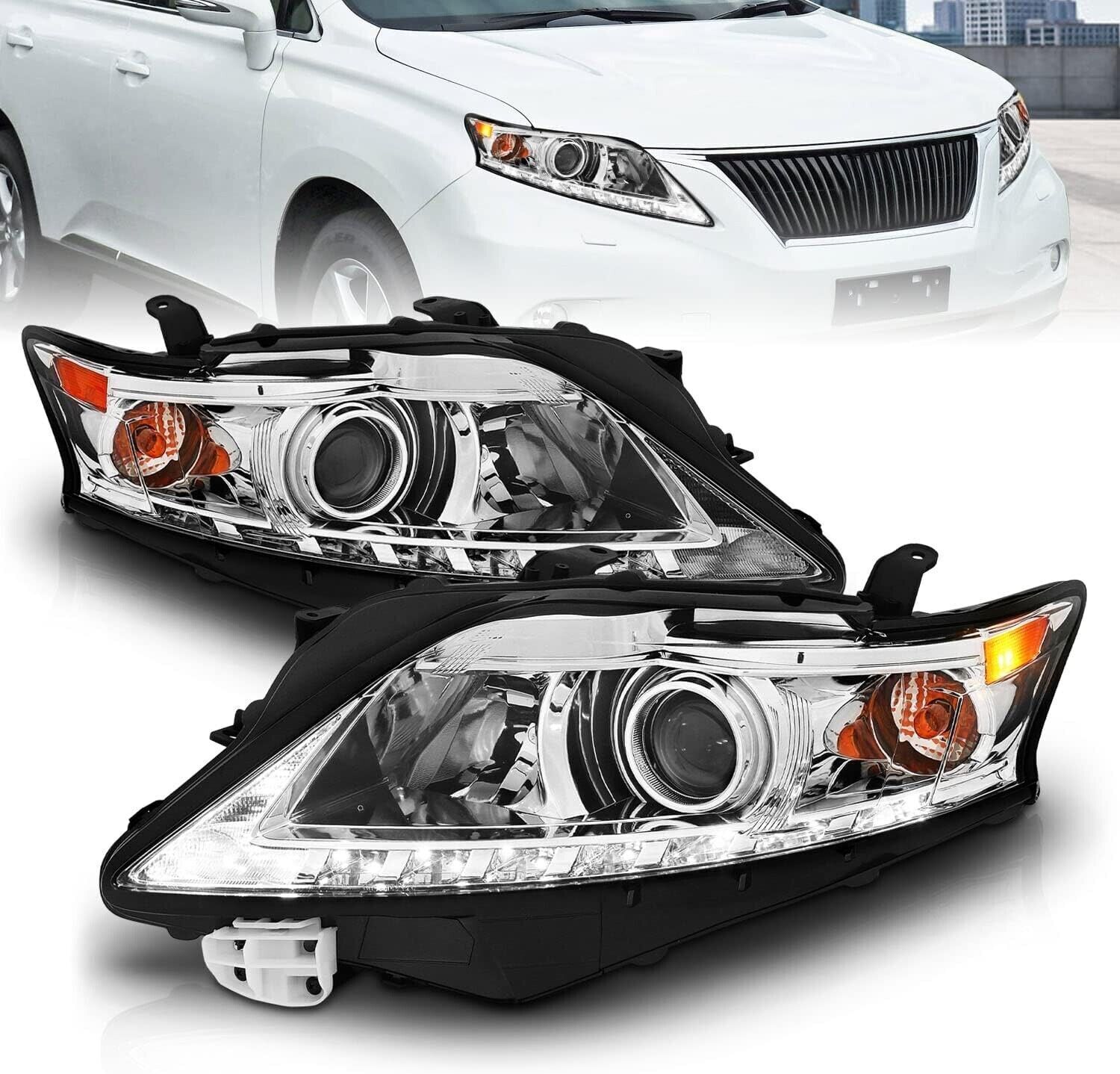 For 2010-2012 Lexus RX350 SUV LED Bar Projector Chrome Headlights HeadLamps Pair