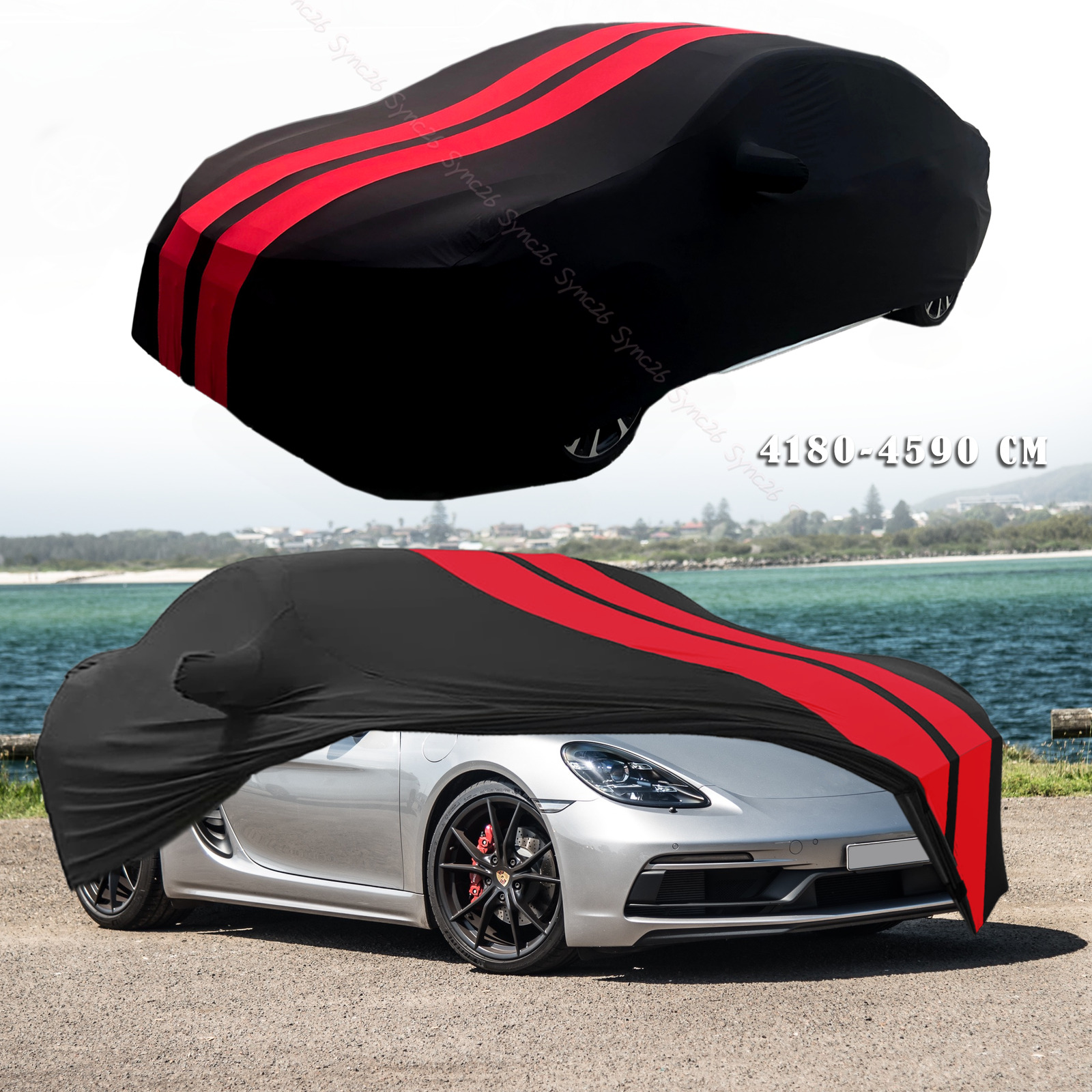 For Porsche Boxster Red/Black Full Car Cover Satin Stretch Indoor Dust Proof A+