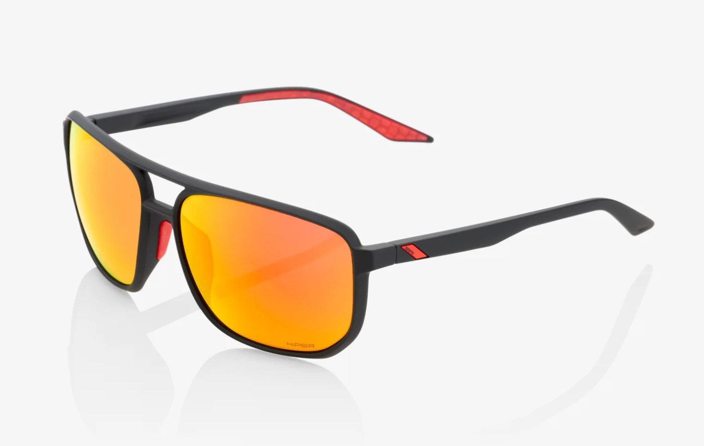 New 100% Konnor Aviator Sunglasses 100 Percent Black Frames Red Lens