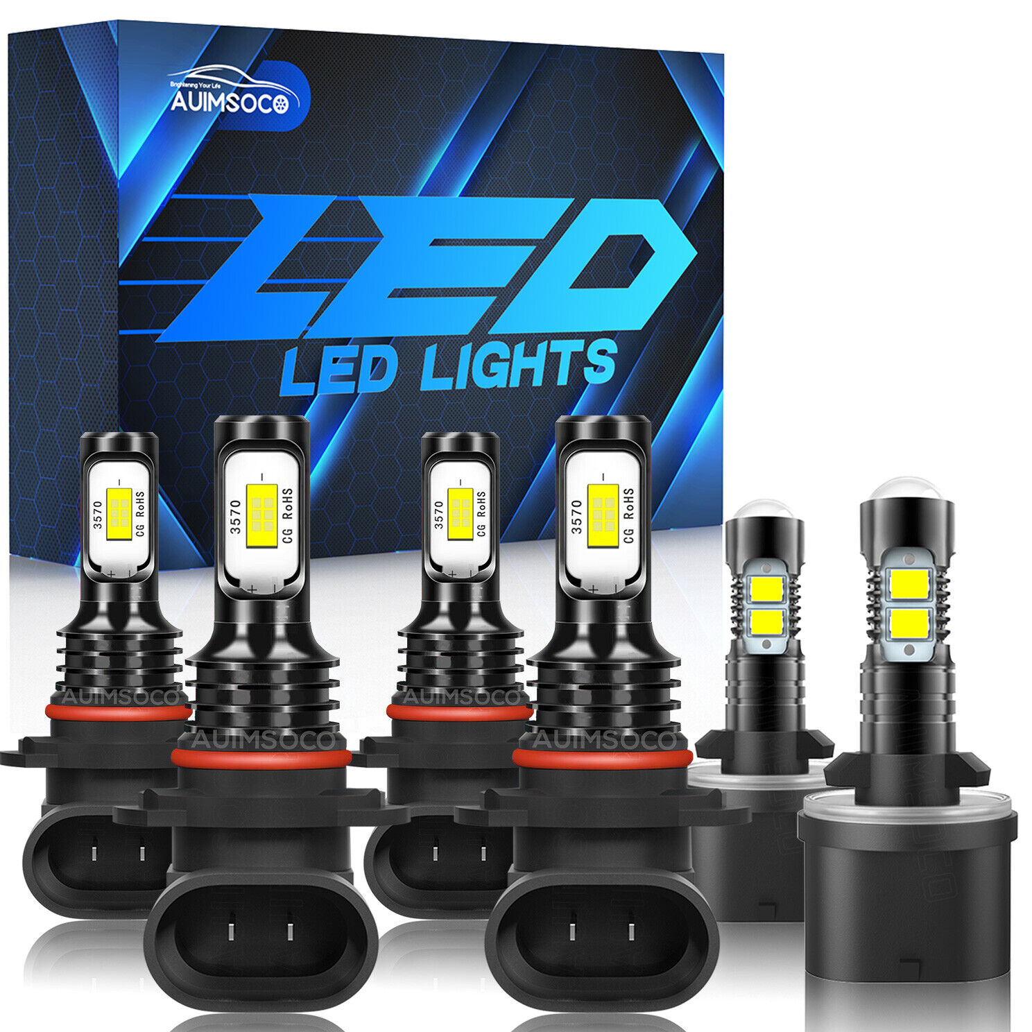 For Chevy Silverado 1999-2002 4x 9005 9006 LED Headlight + 2x 880 Fog Light Kit