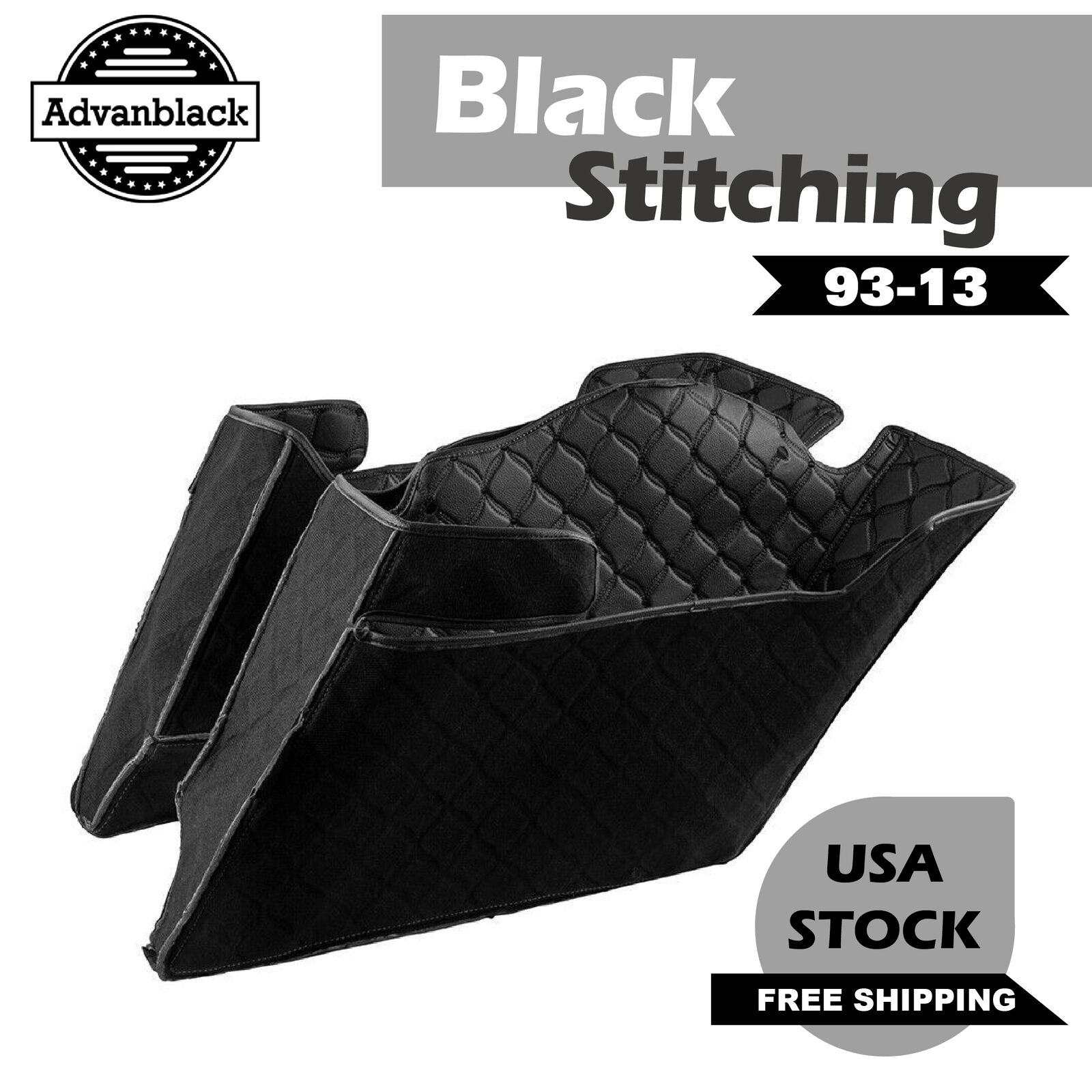 Black Stitching Stretched Saddlebag Liner 93-13 Advanblack Extended Saddlebag