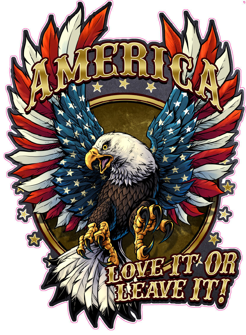 American Bald Eagle American Flag Love it or Leave it Decal Sticker 3\