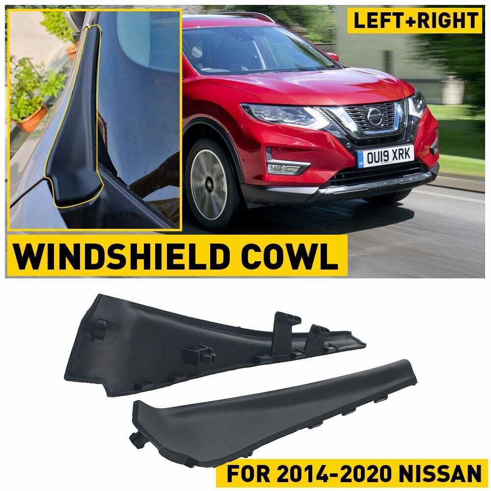 Front Windshield Wiper Side Cowl Extension Cover Trim For 2014-2020 Nissan Rogue
