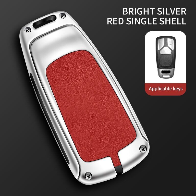 Zinc Alloy Leather Car Key Cover Shell Smart Remote Fob Holder For Audi A4 A5 Q5