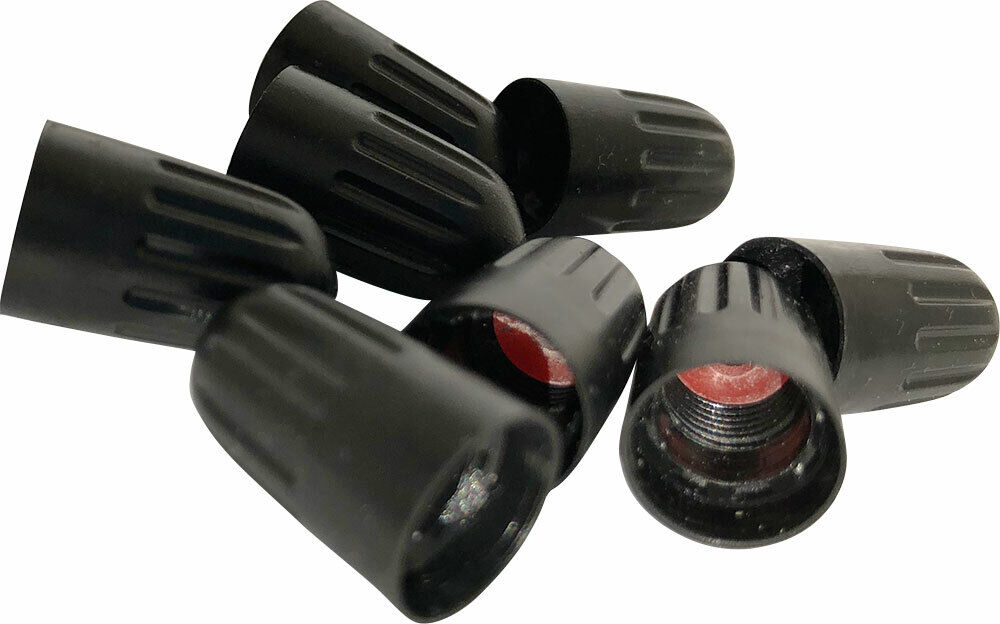 8x BLACK Cone Style Plastic Tire/Rim Valve Stem/Wheel Dust Cover Caps