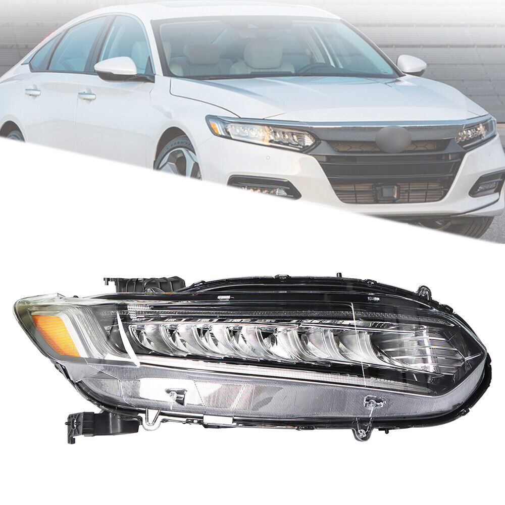 For 2018-2021 Honda Accord LED Headlight Assembly Chrome Right Passenger Side