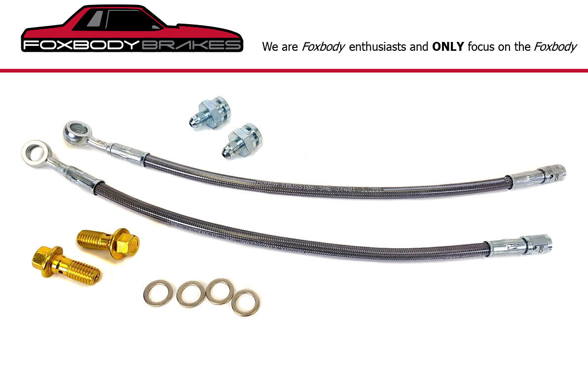 79-93 Fox Mustang Rear stainless braided lines for Cobra rear brake conversion