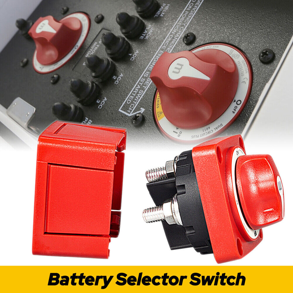Red 6007 Mini Dual Battery Selector Switch 4 Position For Marine Boat 12v-48v