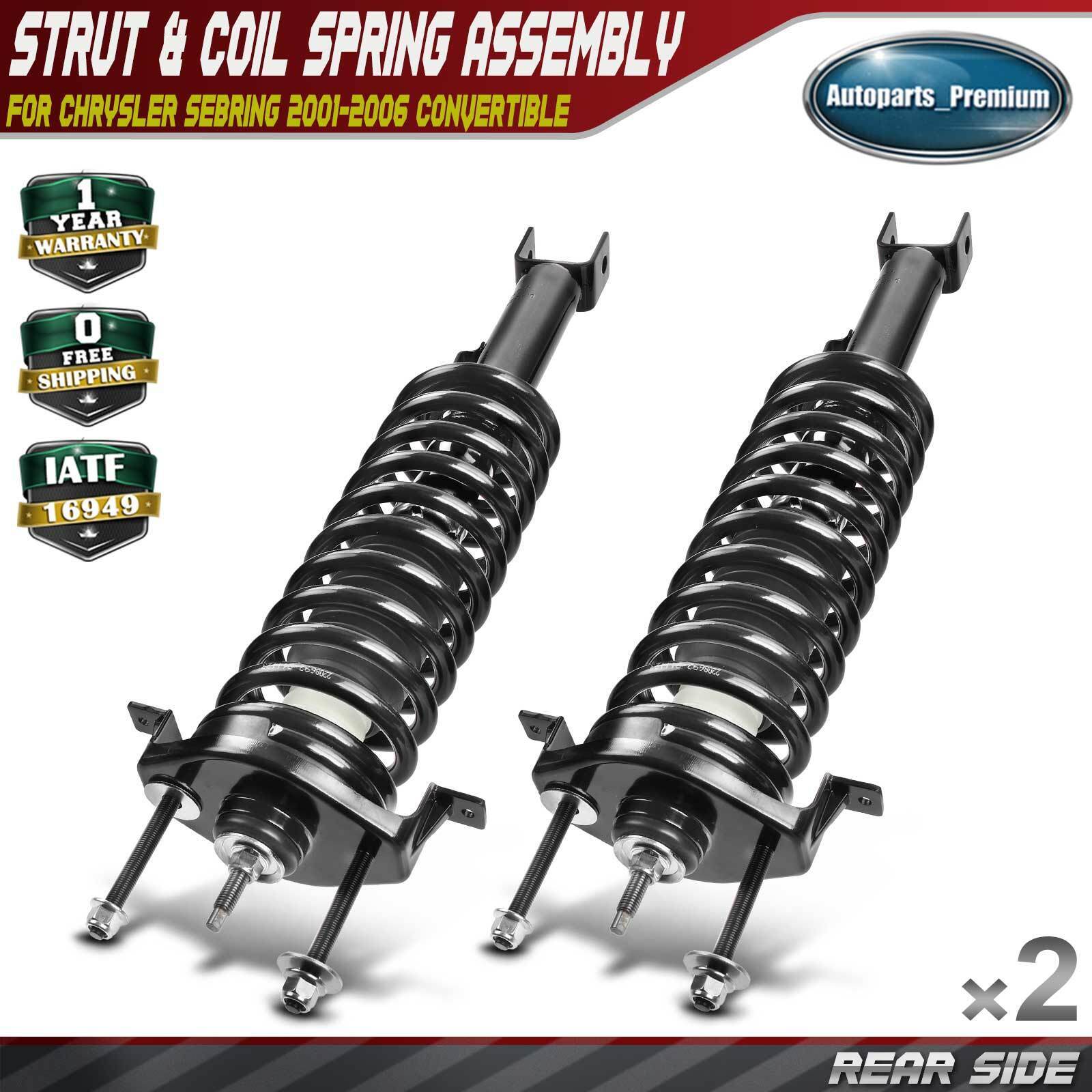 2x Rear Complete Strut & Coil Assembly for Chrysler Sebring 01-06 Convertible