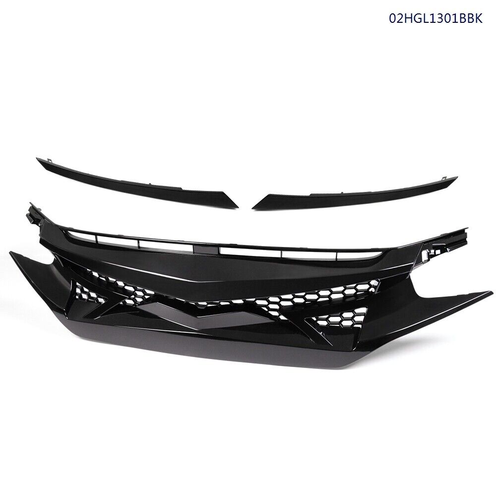 Fit For 16-18 Honda Civic Battle Style Sedan Coupe Front Bumper Grille Hood ABS