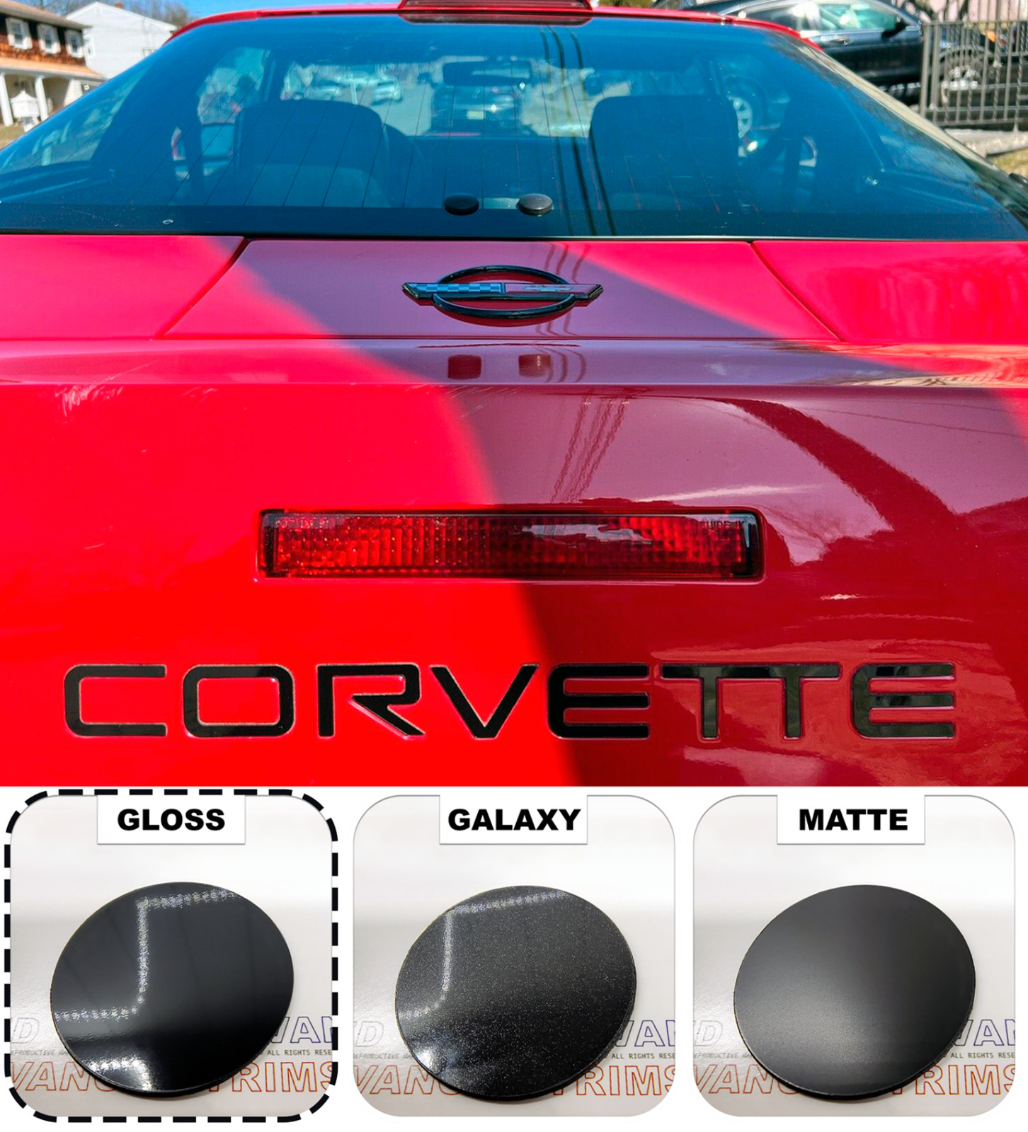 Gloss Black FRONT & REAR Plastic Raised Letter Inserts fits Corvette C4 1991-96
