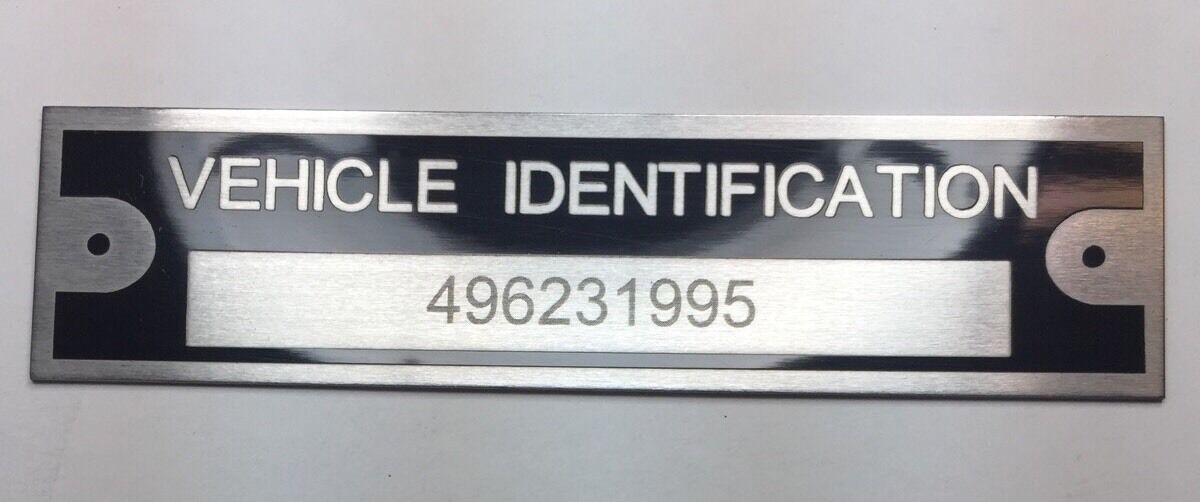 Plate As Pictured Car Truck Frame Plate Serial Model # ID Tag Personalized 4X1