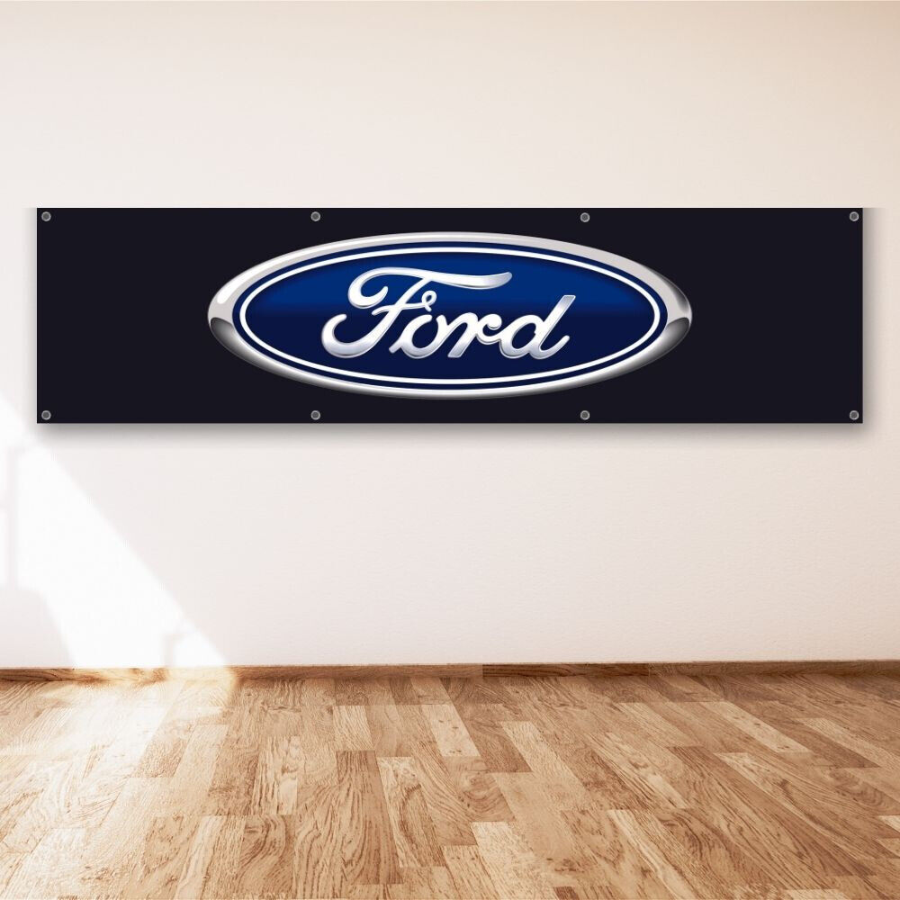 Ford 2x8 ft Banner Car Truck Racing Show GT Shelby Cobra Wall Sign Man Cave Flag