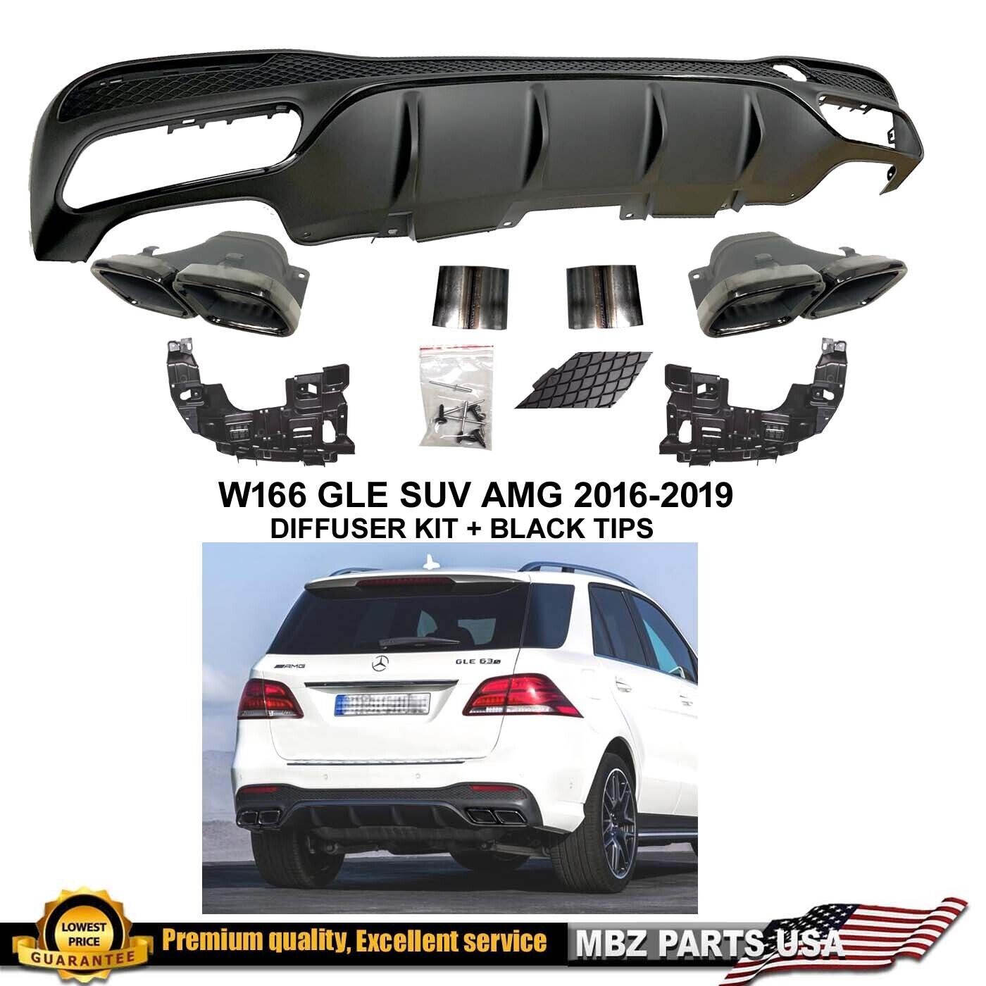 GLE63 SUV W166 Diffuser + Tips Black 2015 2017 2018 2019 GLE400 GLE350 GLE43