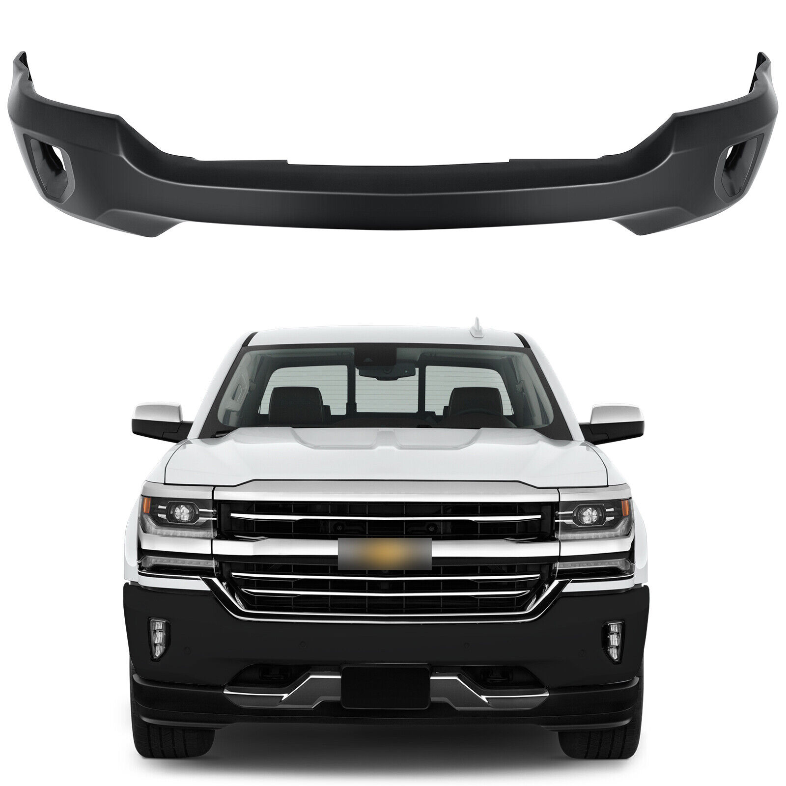 Front Bumper Face Bar with Fog Light Hole For 2016-2019 Chevy Silverado 1500/LD