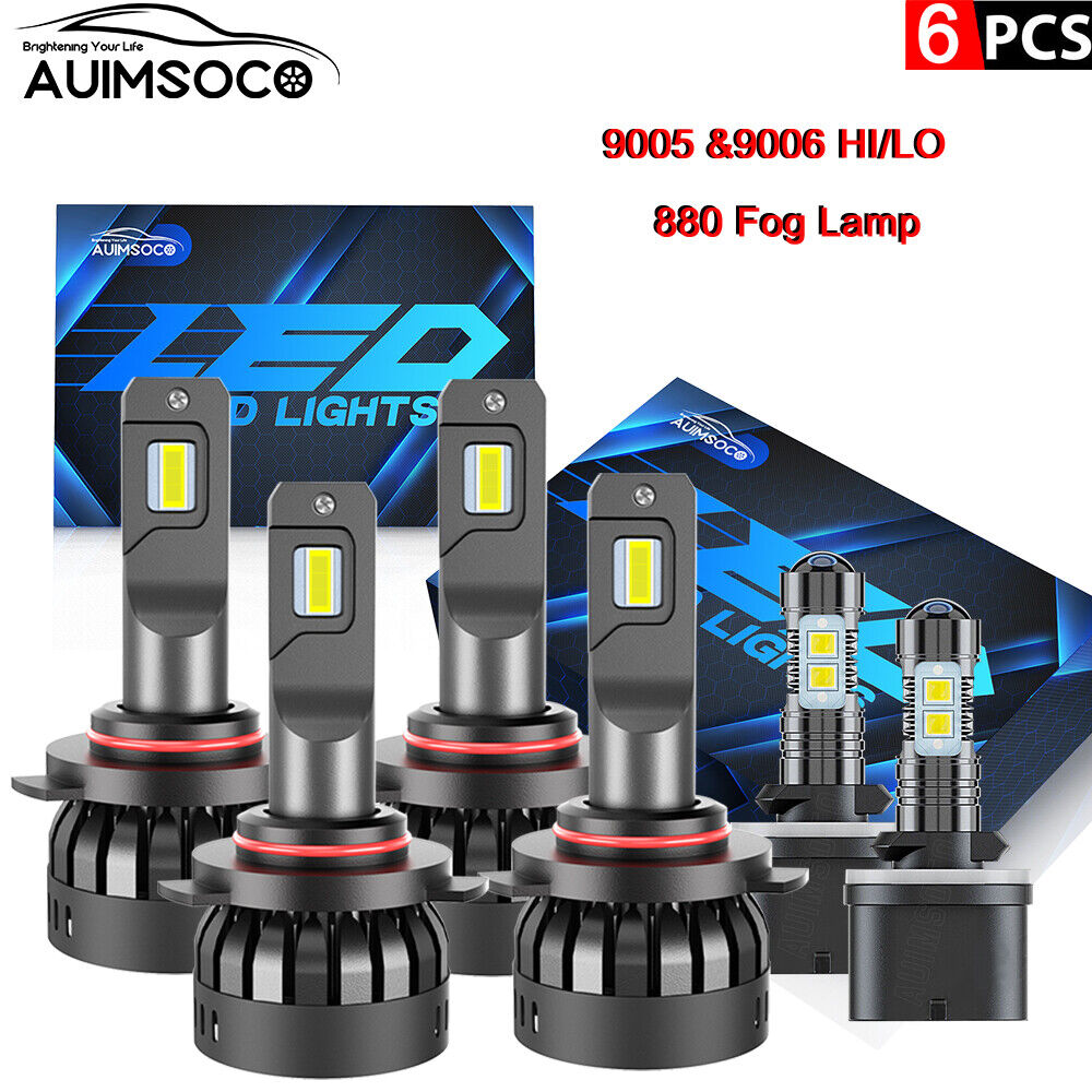 For GMC	Sierra 1500 1999-2004 2005 2006 - 6000K 6x LED Headlights+ Fog Bulbs Kit