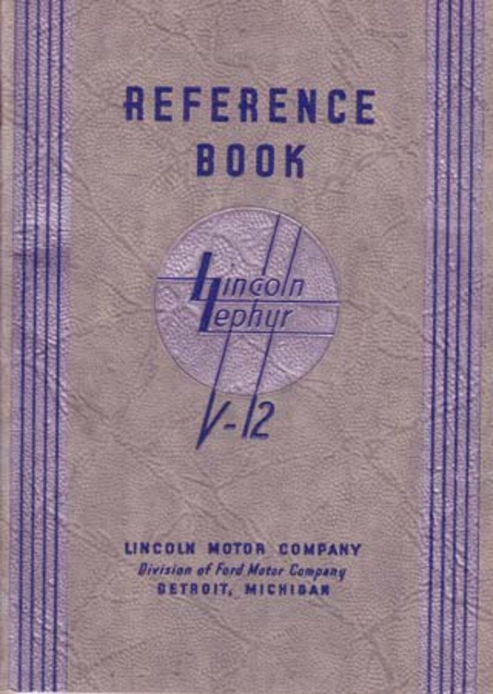 1936 Lincoln Zephyr V-12 Owners Manual User Guide Instruction Operator Book OEM