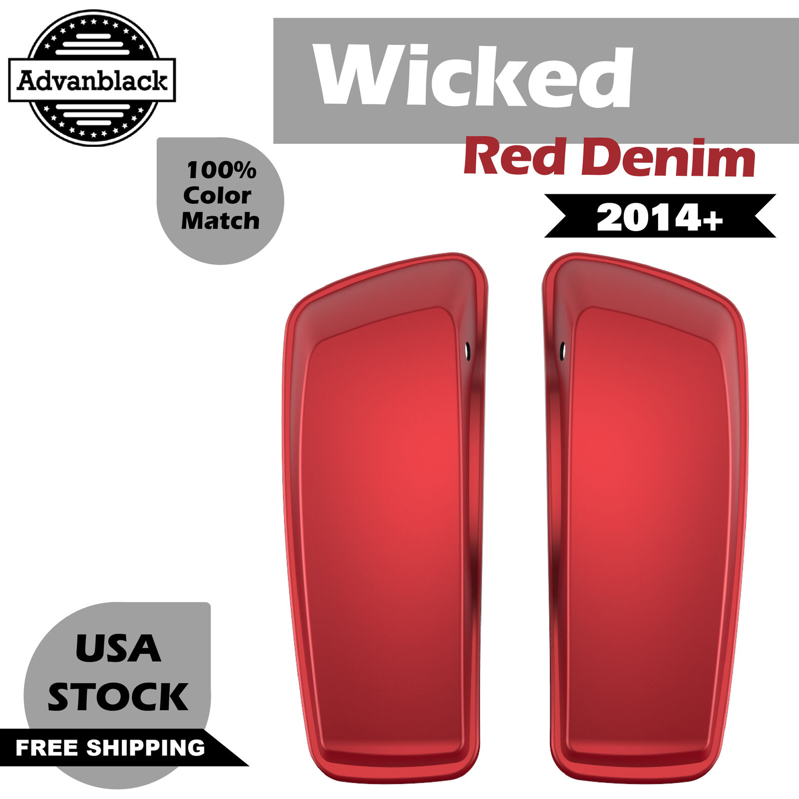 Wicked Red Denim Stretch Saddlebag Lids For 14+ Harley Street Road Glide Special