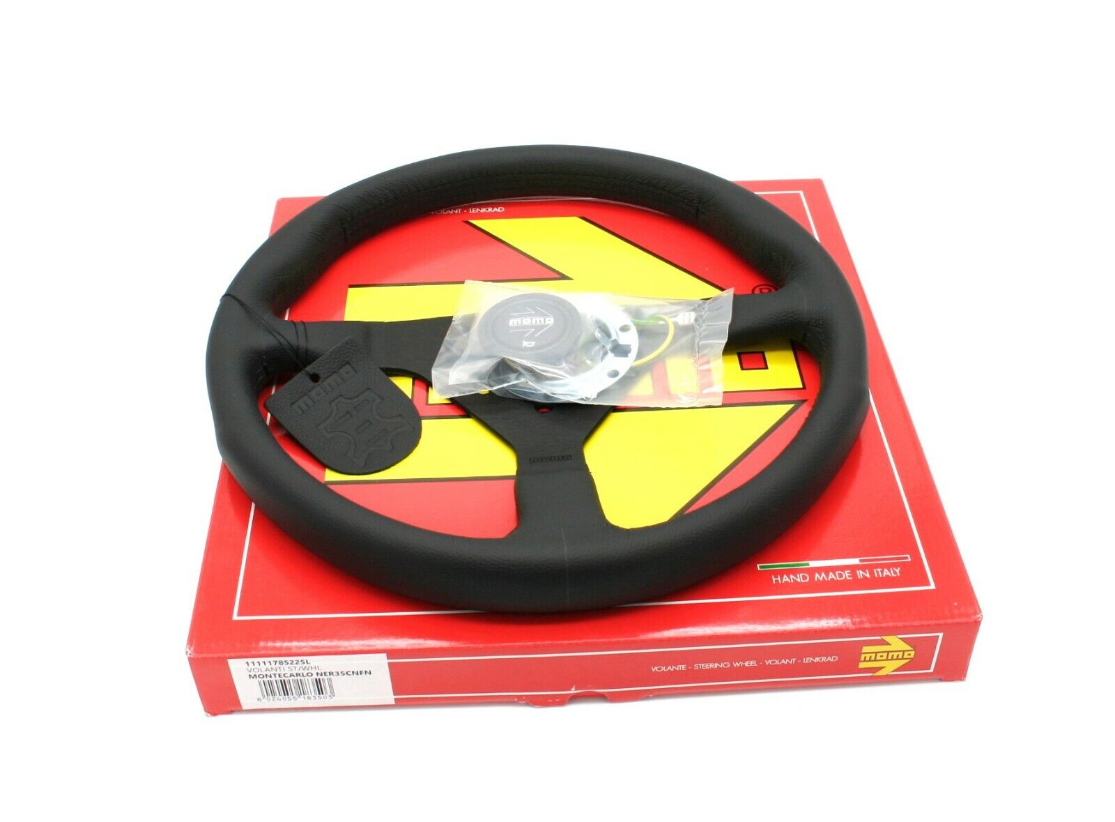 MOMO Montecarlo Leather Steering Wheel Black Stitching 350mm NEW