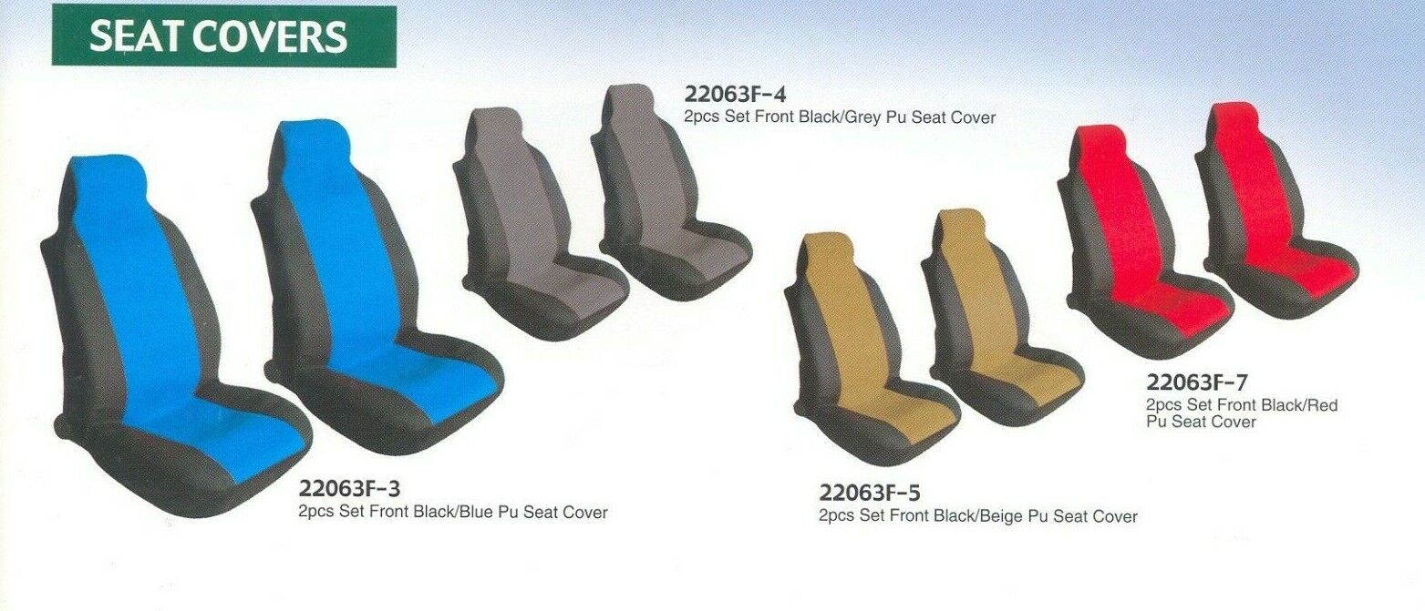 Two-Tone PU Leather Car Auto High Back Sport Seat Covers FRONT PAIR - Protectors