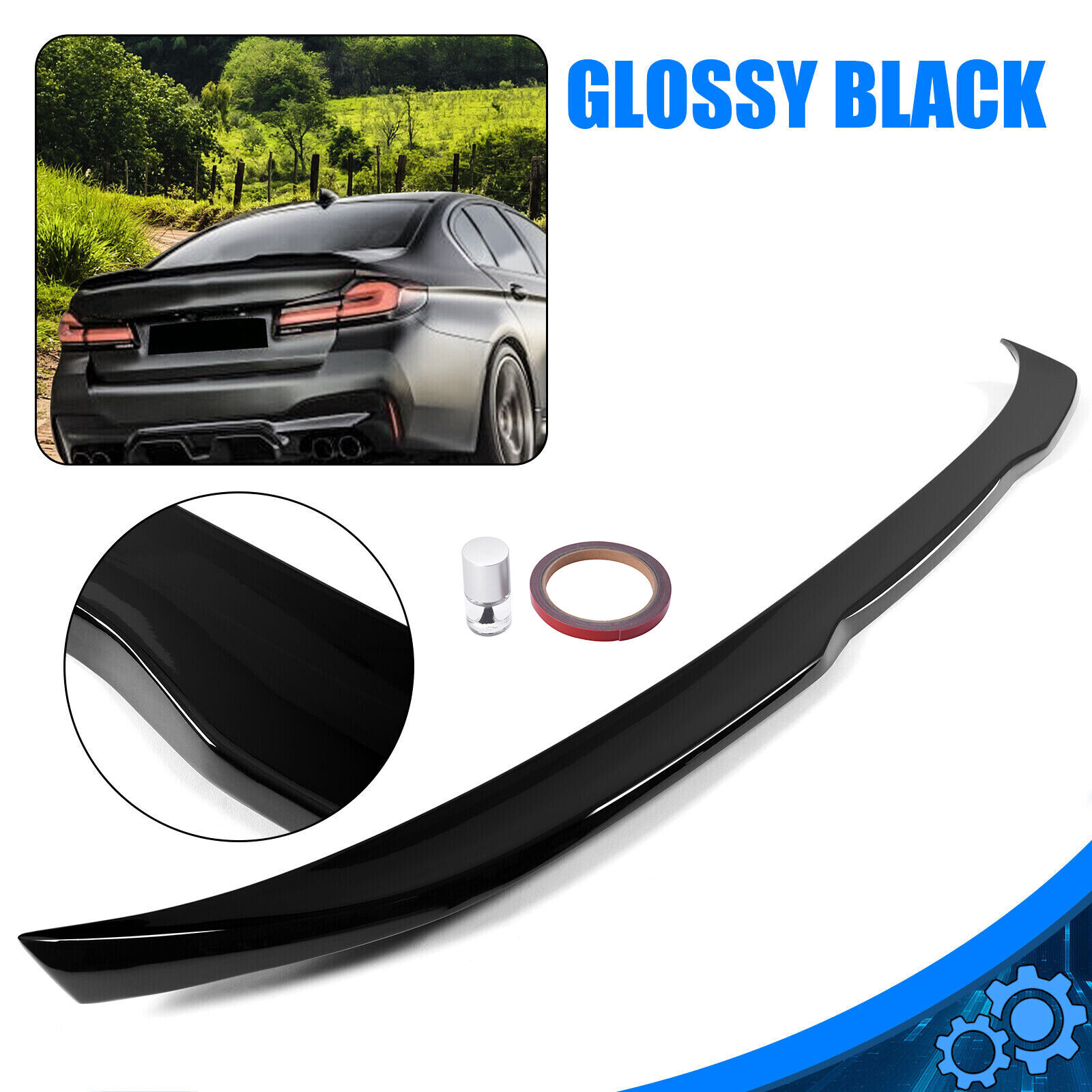 For 2017+ BMW 5-Series G30 G38 530i F90 M5 CS Style Trunk Spoiler Wing Gloss Blk