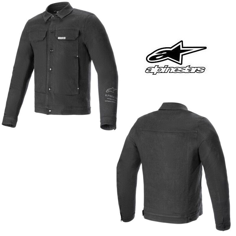 2024 Alpinestars Garage Cotton Denim Street Motorcycle Black Jacket