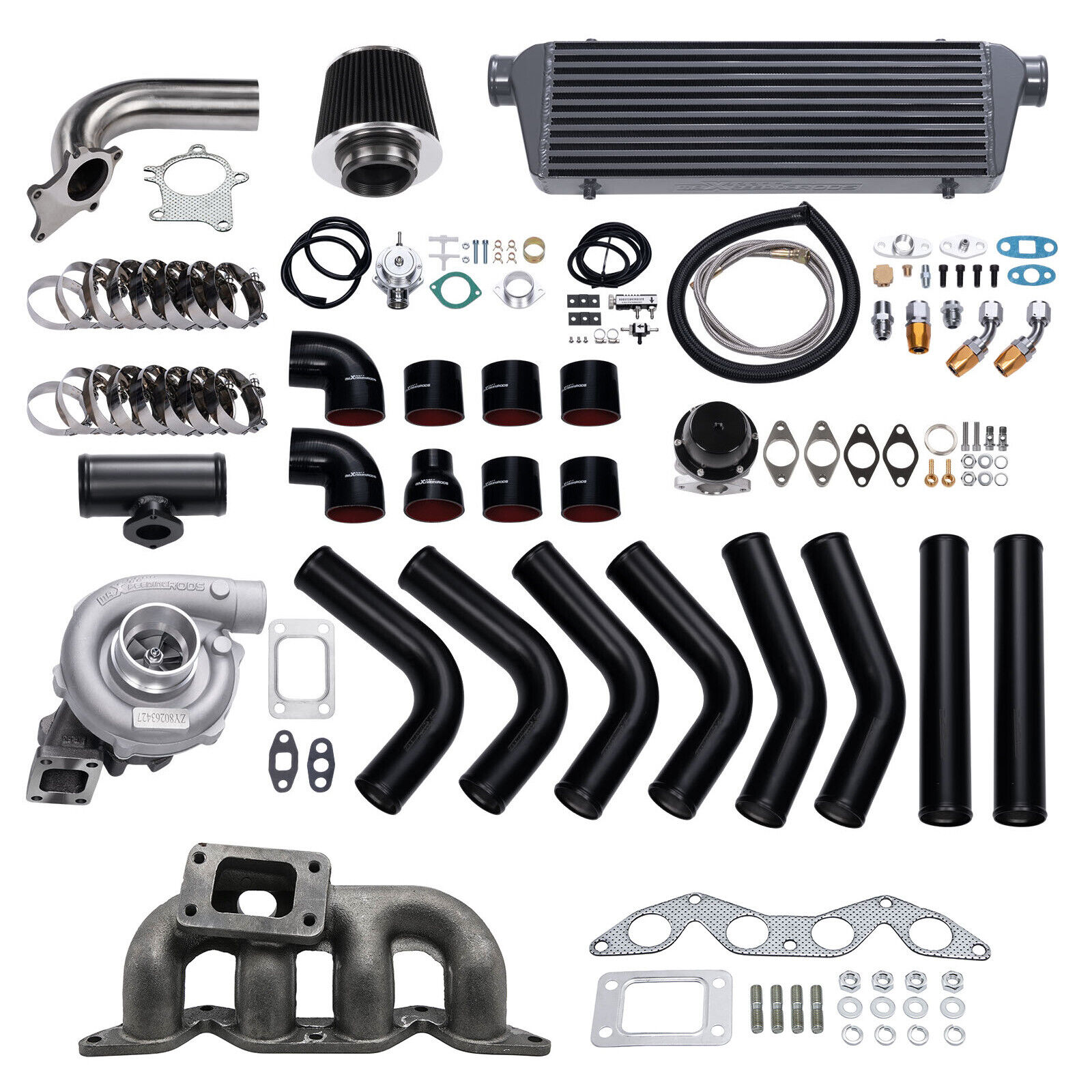 T04E Turbo Kit Wastegate+Intercooler+Manifold 11PCS Kit For Honda Civic D17 DX