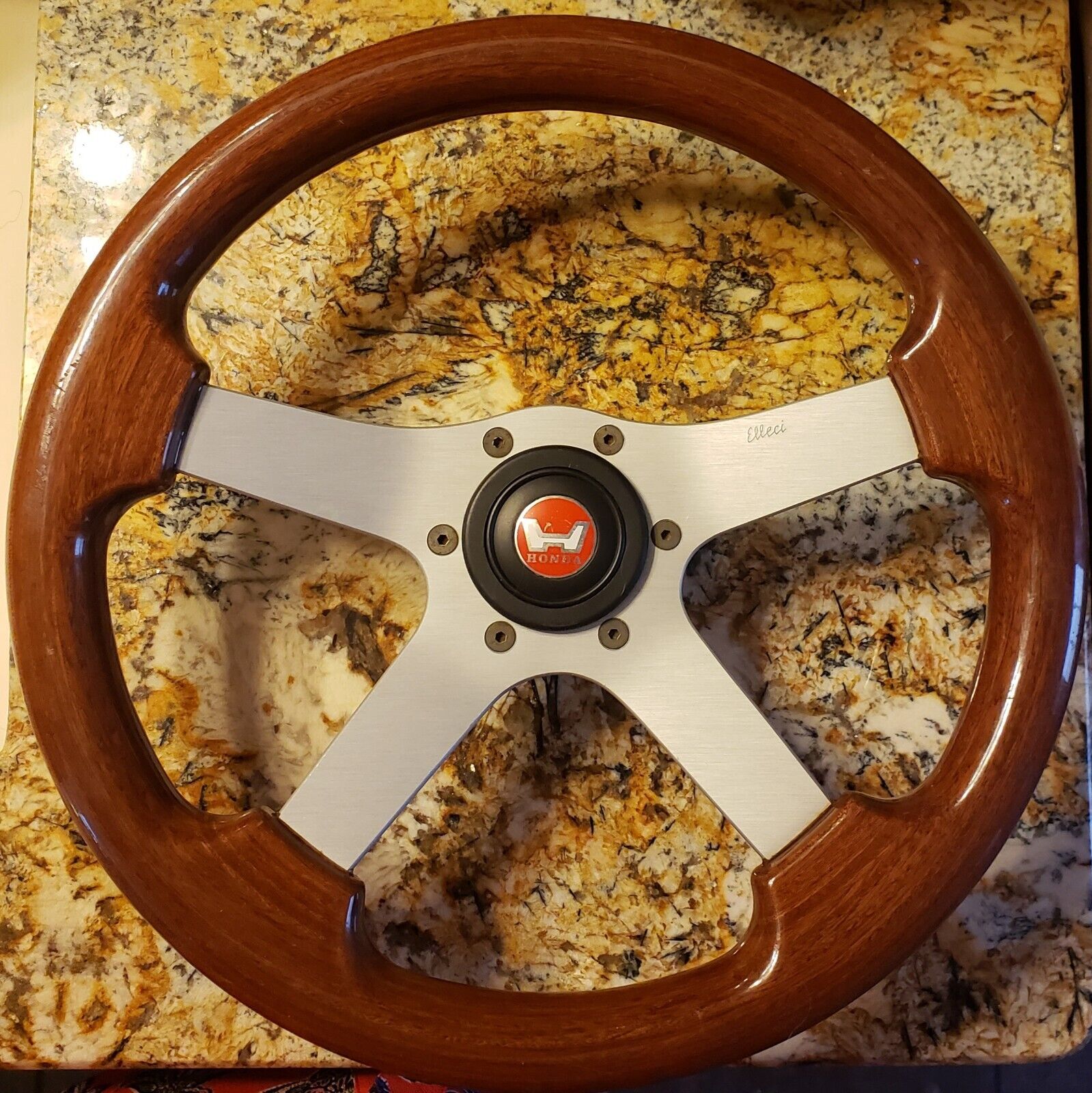 Rare Vintage ELLECI 70's Wood Steering Wheel Italian Manufactured Honda