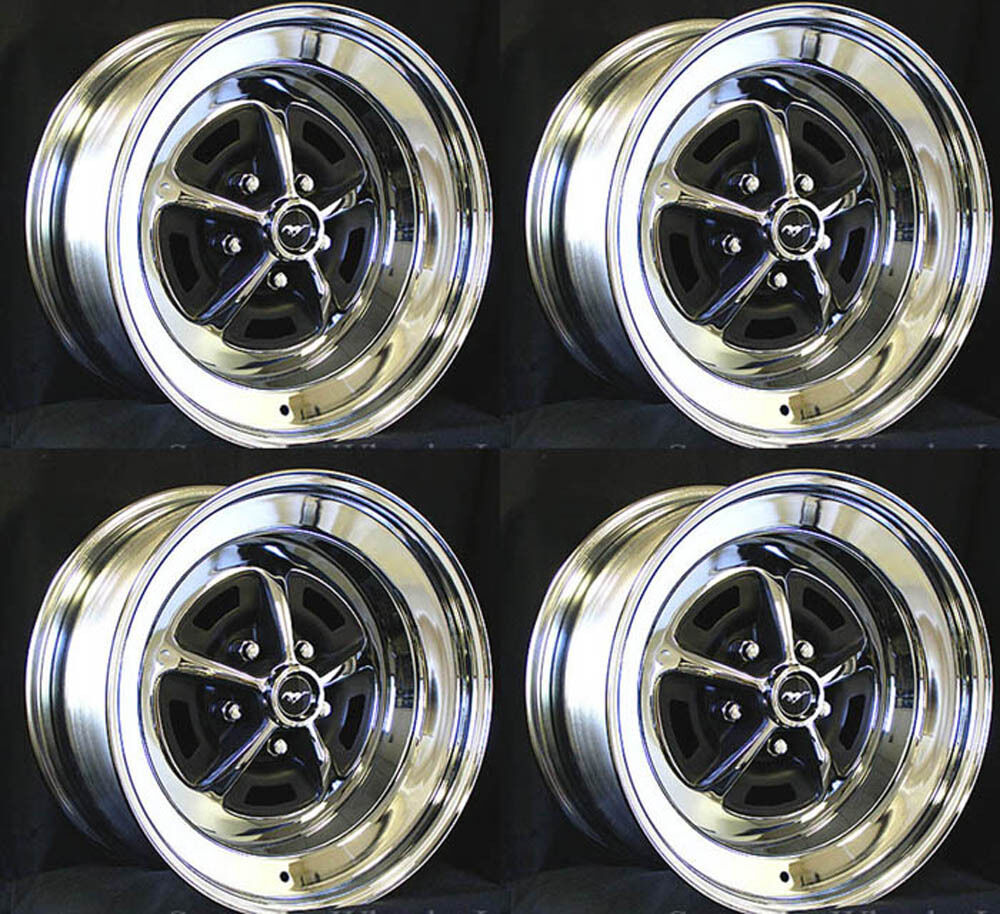 New Mustang Magnum 500 Wheels 15x7 Set of Complete W/ Caps and Lug Nuts 15\