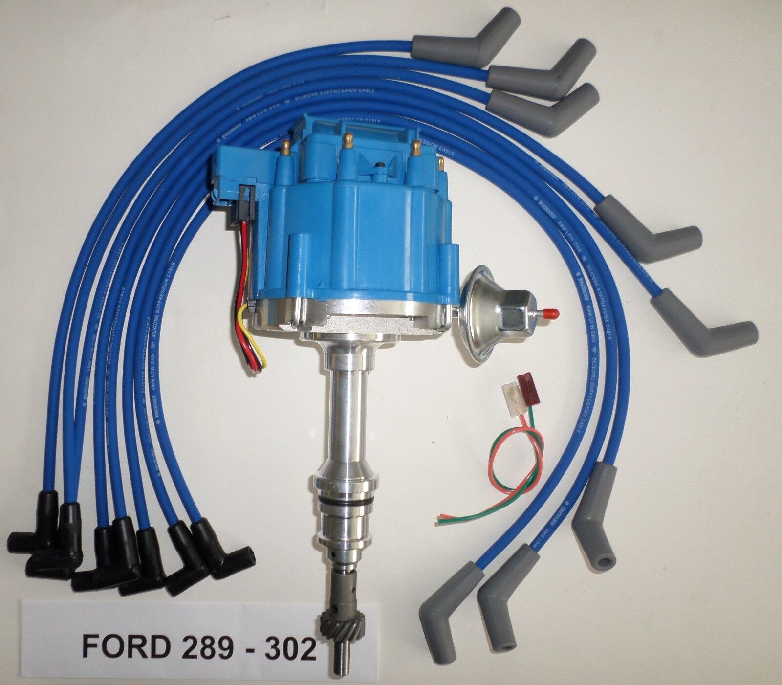 FORD Small Block 221 260 289 302 BLUE HEI Distributor + 8mm Spark Plug wires USA