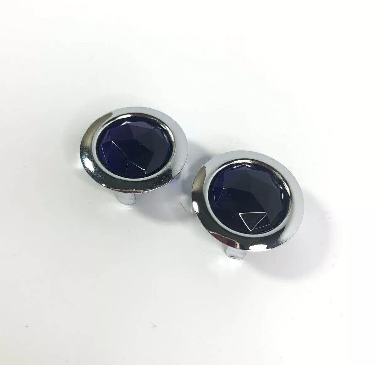 Street Hot Rat Rod Glass Blue Dot w/ Chrome Metal Rings Rims - Tail Light Dots