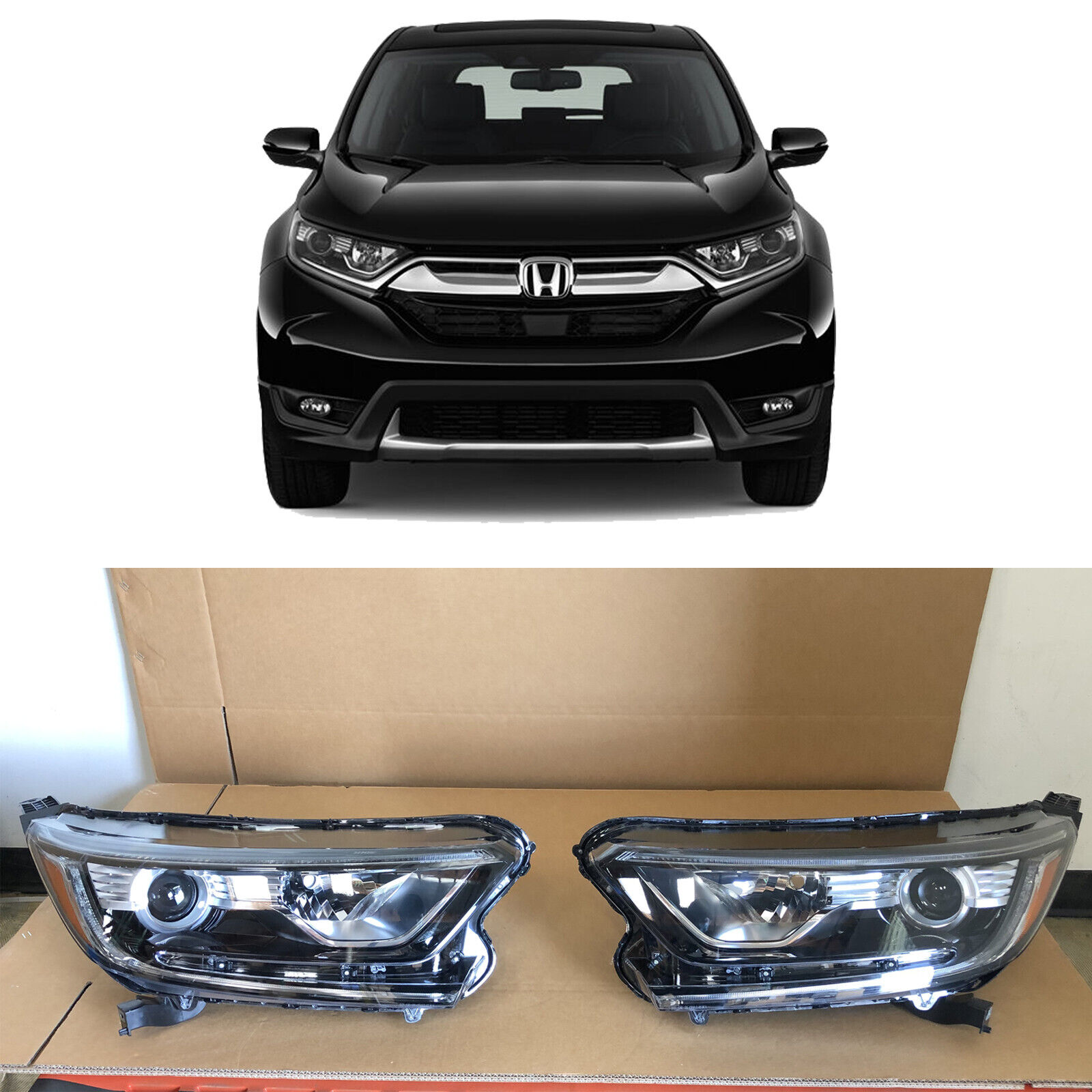 Headlight Replacement for 2017 2022 Honda CRV LX EX EXL Halogen Left Right Pair
