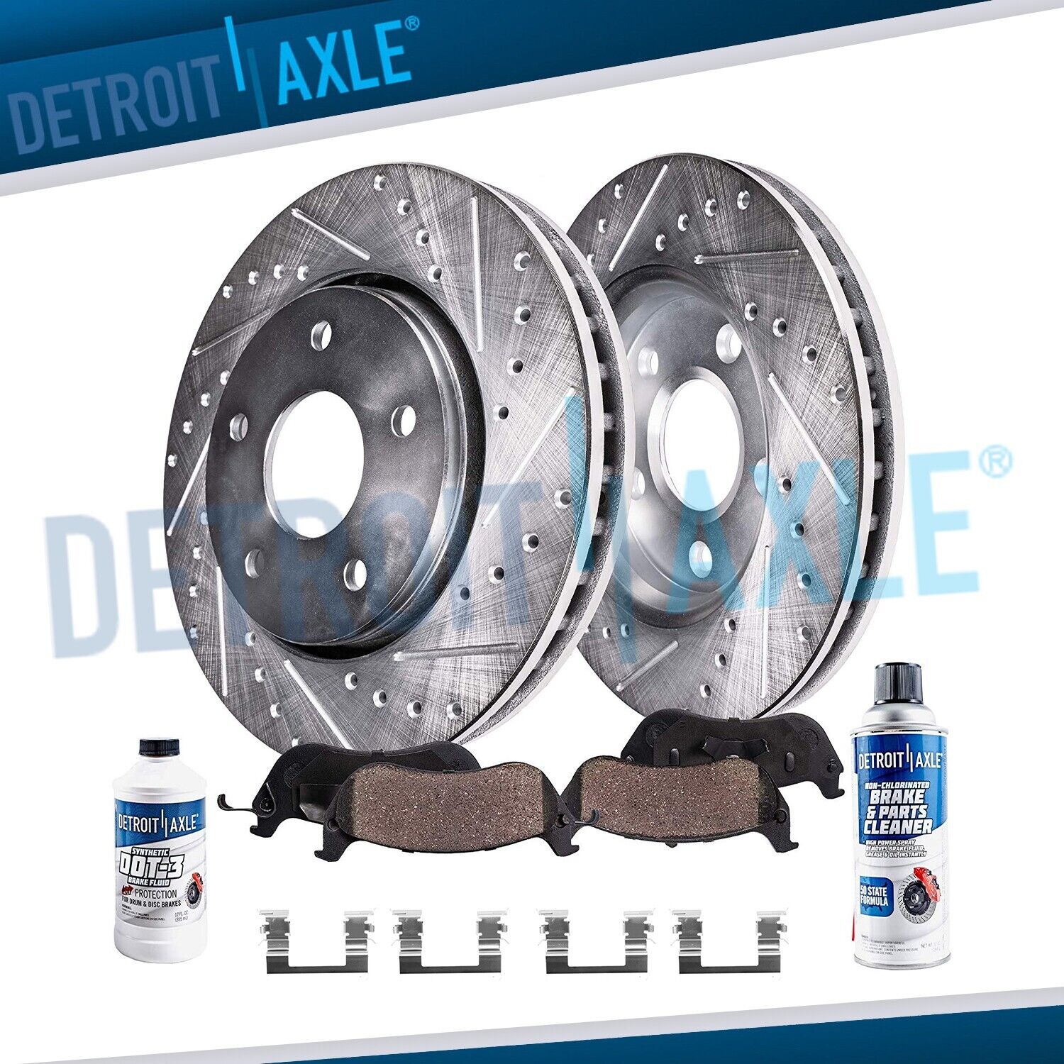 Front Drilled Disc Rotor + Brake Pad for Chevy Impala Monte Carlo Buick Lucerne