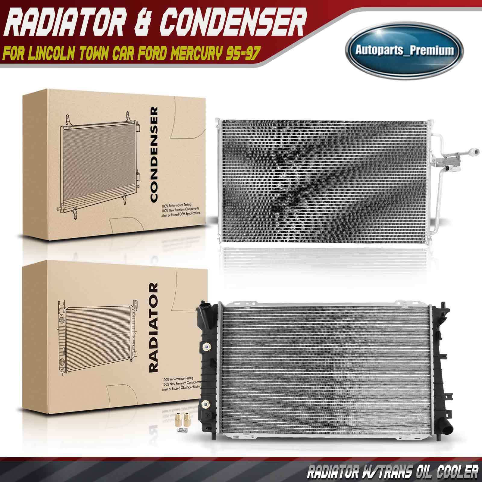 Radiator & A/C Condenser for Ford Crown Victoria Lincoln Town Car Mercury 95-97