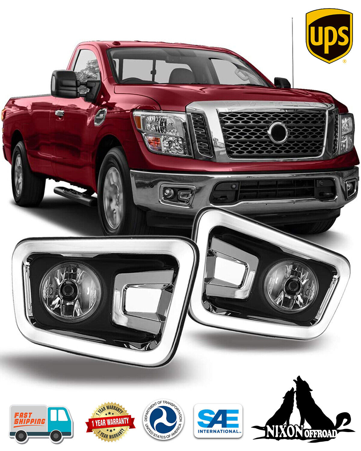 For 2016 2017 2018 2019 Nissan Titan XD Fog Lights Driving Bumper Lamps w/Wiring