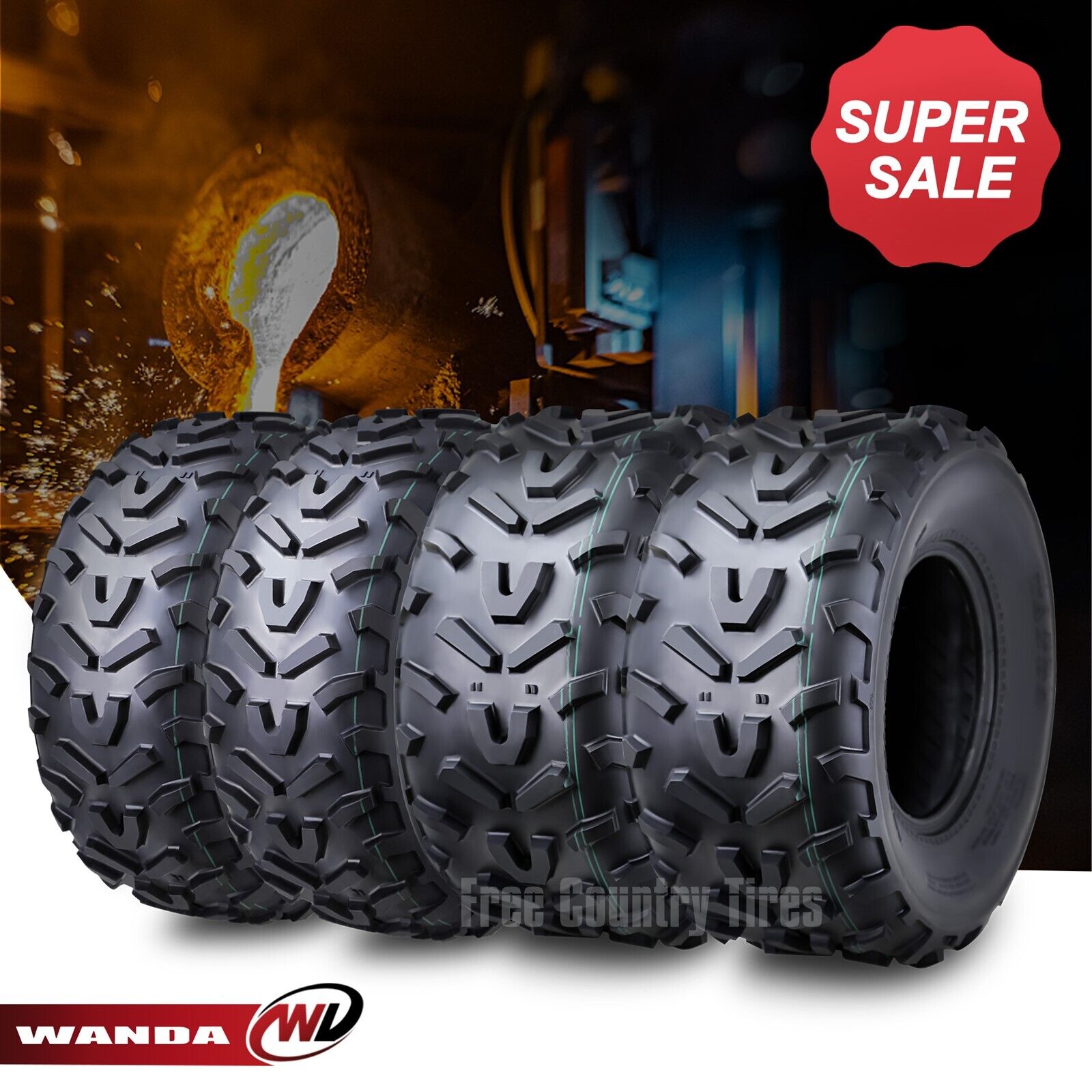 Set 4 WANDA ATV Tires 22x9-10 Front & 22x11-10 Rear 22x9x10 22x11x10