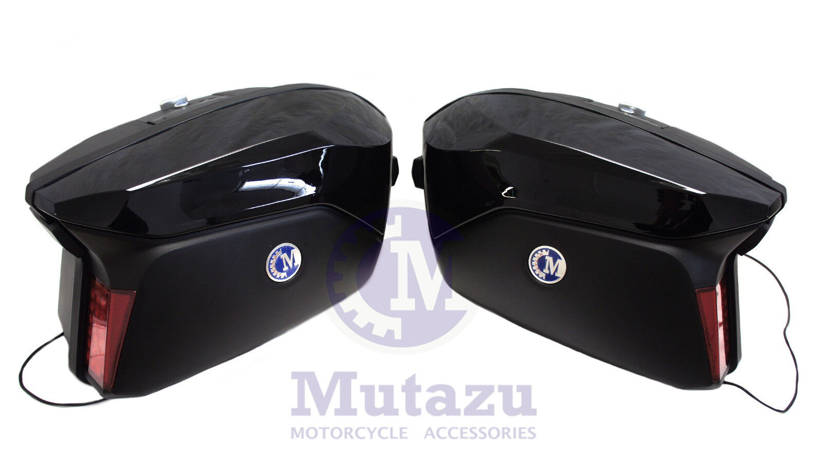 Large Mutazu Universal Detachable Hard Motorcycle Saddlebags Bags Vivid Black