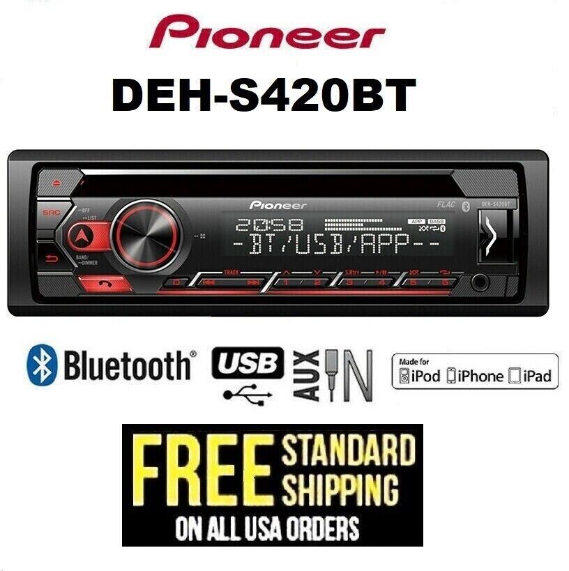 Pioneer DEH-S420BT radio, CD MP3 USB Auxiliary Bluetooth headunit, plays Android