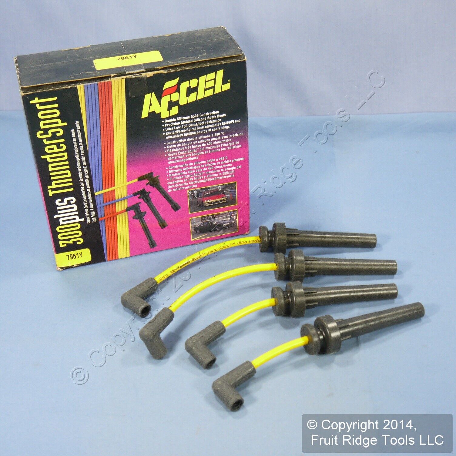 ACCEL 7961Y 300+ Yellow Thundersport Ferro-Spiral 8MM Spark Plug Wire Set