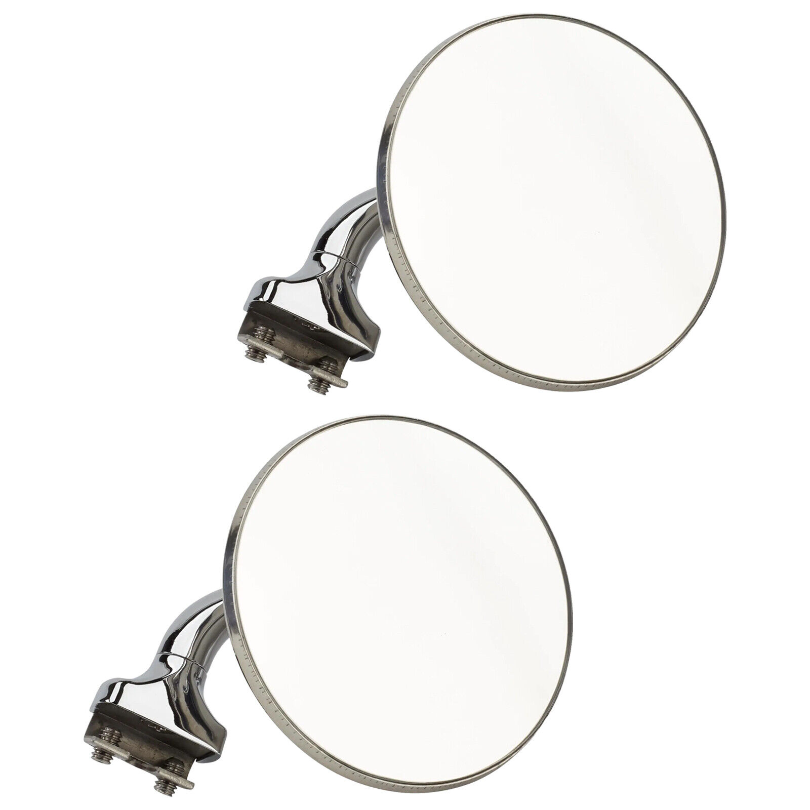 Universal 4 Inch Clamp-On Peep Mirrors, Driver and Passenger Side, Sold as Pair